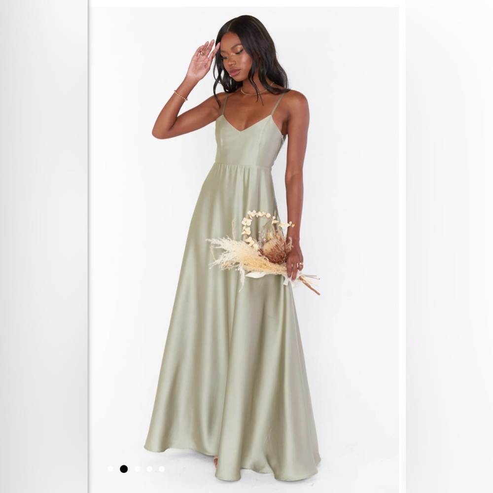 Show me Your Mumu Faith Dress Moss Green Luxe Satin